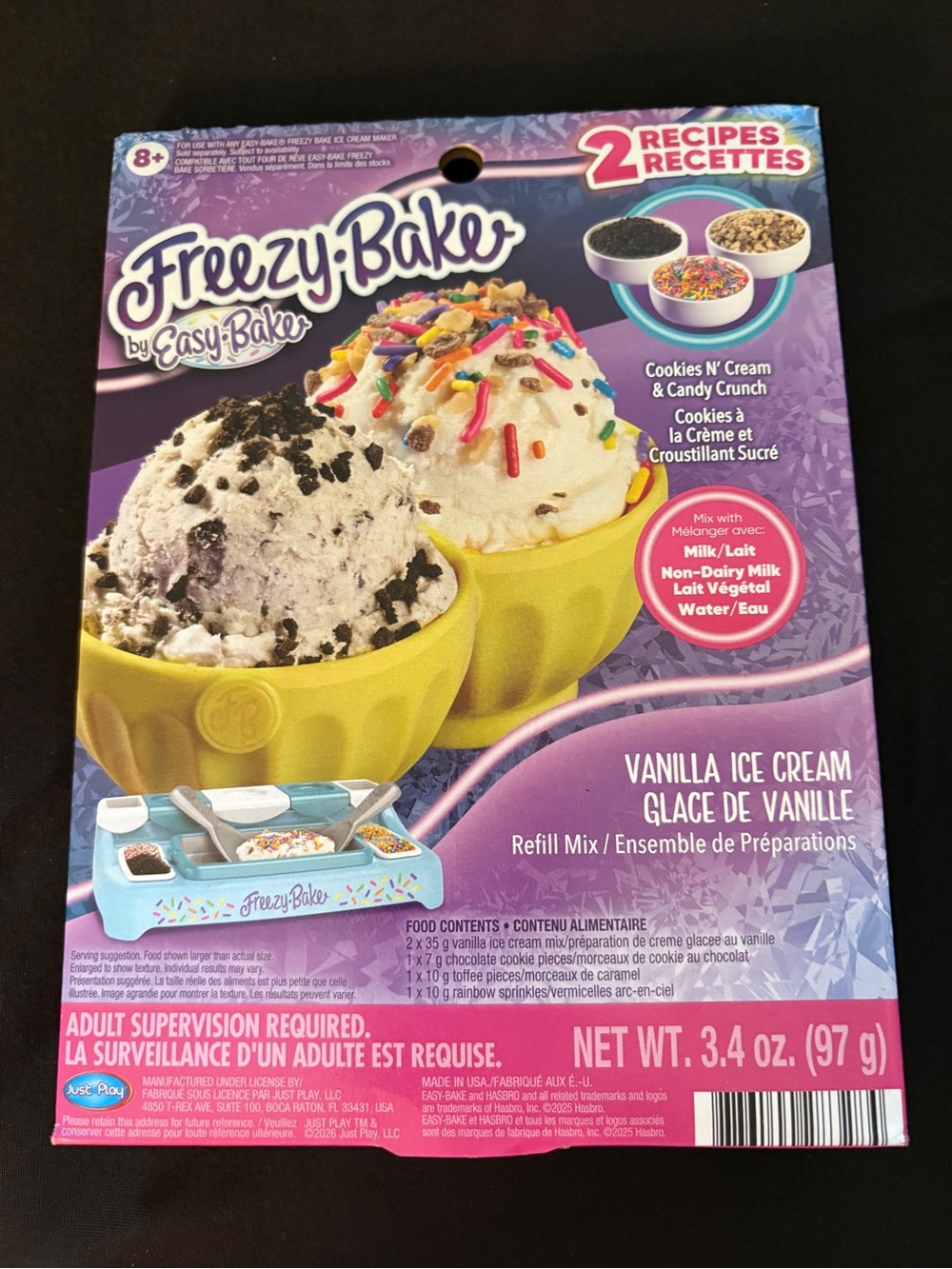 Easy-Bake Freezy-Bake Vanilla Ice Cream Refill Mix Cookies N’ Cream Candy Crunch - Picture 2 of 3